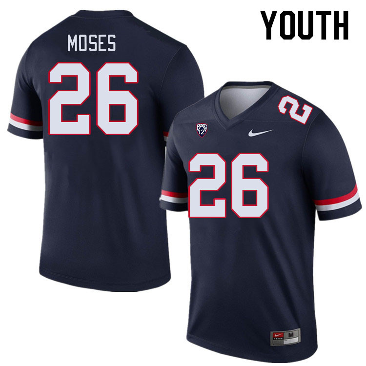 Youth #26 Canyon Moses Arizona Wildcats College Football Jerseys Stitched-Navy